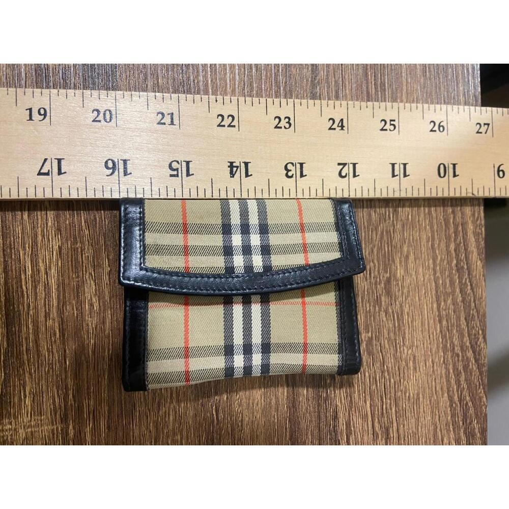 Vintage Burberrys Nova Check black leather trifold wallet